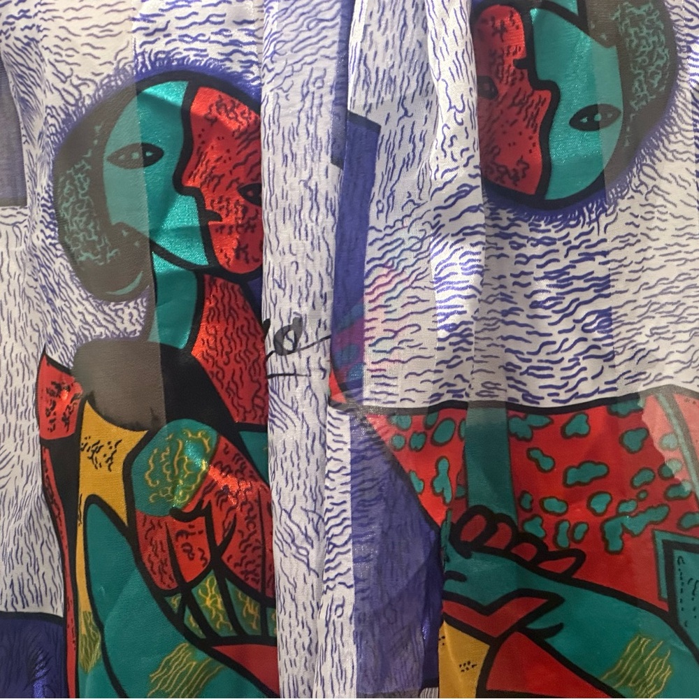 Picasso scarf, vintage, silk-like